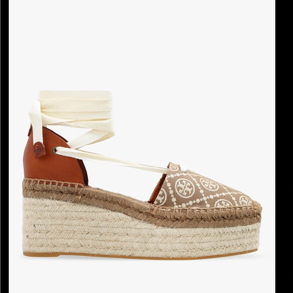 Tory Burch Tan Espadrille Wedge Shoes - Picture 2 of 5